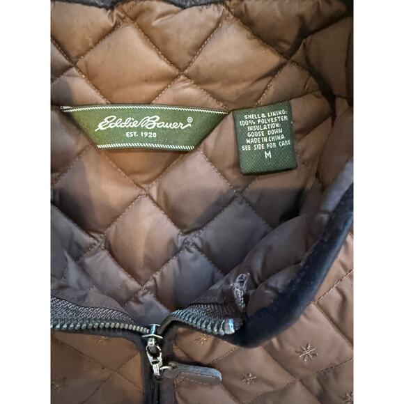 Eddie Bauer Goose Down Quilted Jacket Womens Medium Full Zip Pockets Lightweight - Picture 8 of 9